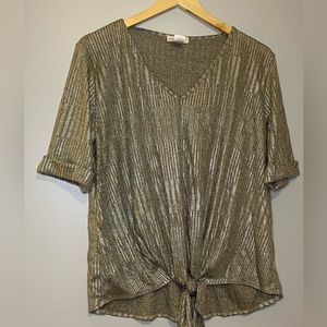Silver shiny crop with tie - L